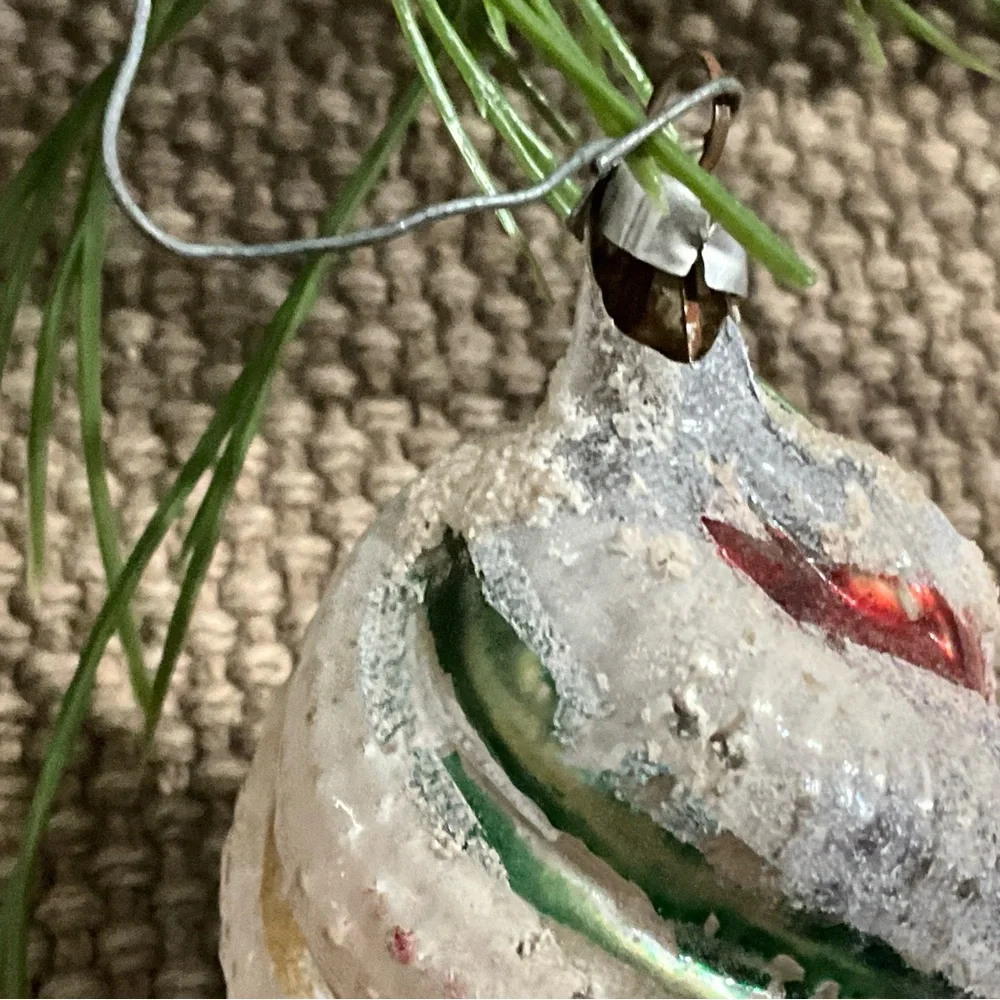 Vintage West German Bumpy Striped Twisted Christmas Ornament MCM